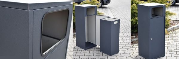 kosz do segregacji odpadów, mała architektura, kosz miejski i uliczny