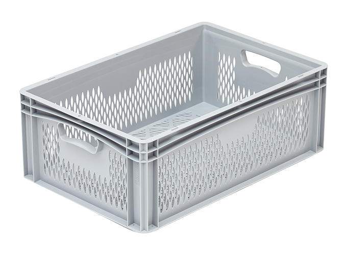 Skrzynka pojemnik basicline na owoce i warzywa 60x40x22, szara, ażurowa  