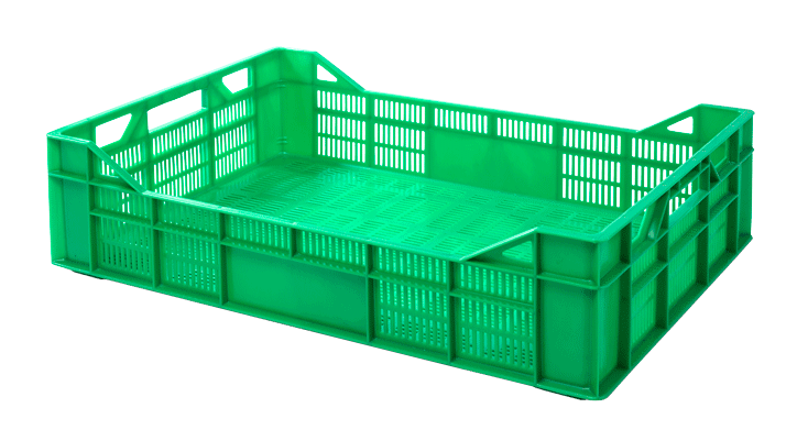 Skrzynka na owoce i warzywa 60x40x15 cm, atest do kontaktu z żywnością, zielona