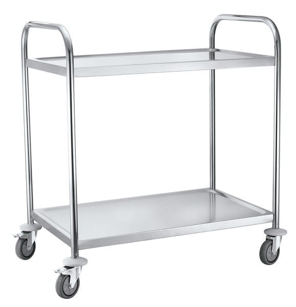 Wózek platformowy, 2 półki, stal nierdzewna