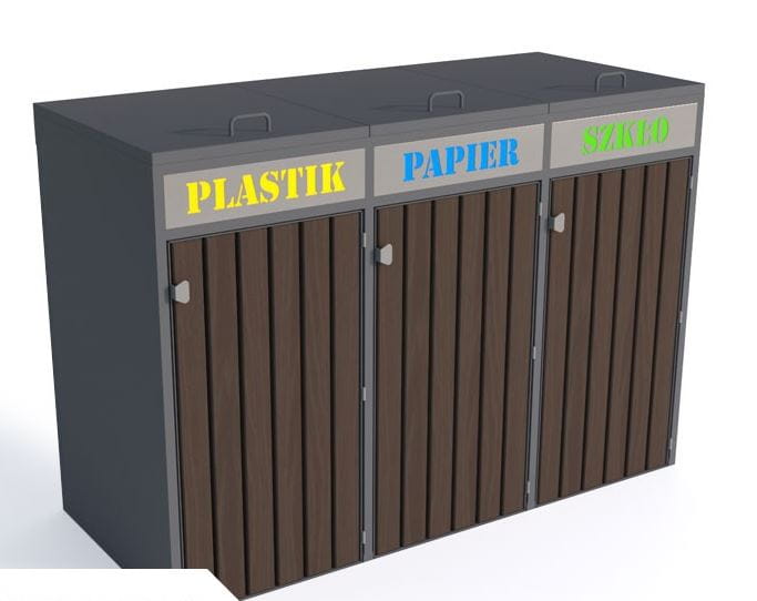 Zabudowa do pojemników na odpadki II 3x240 l, stal nierdzewna, wycinka laserowa 