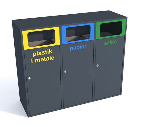 Kosz do segregacji odpadów Etna III 120 l, stal ocynkowana malowana  