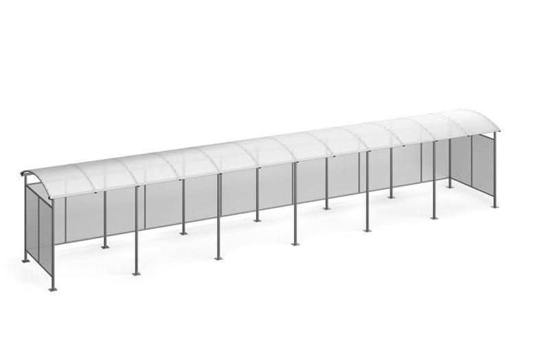 Wiata rowerowa "Zorza" zabudowana, na 30 rowerów, stal ocynkowana malowana