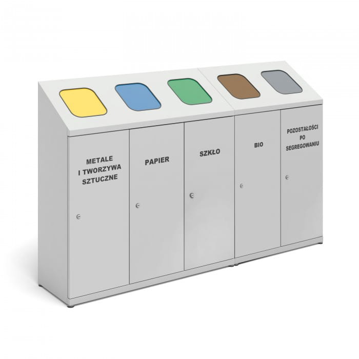 Kosz BIN-5 do segregacji odpadów 5-komorowy -  na worki i pojemnik