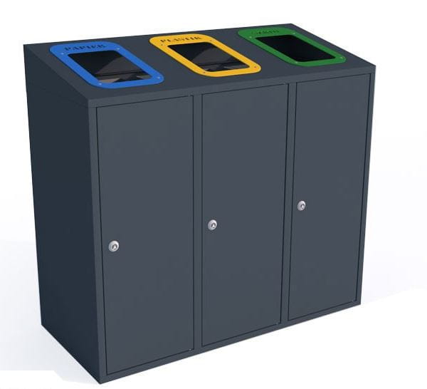 Kosz do segregacji odpadów Etna III skośny 40 l, stal ocynkowana malowana 