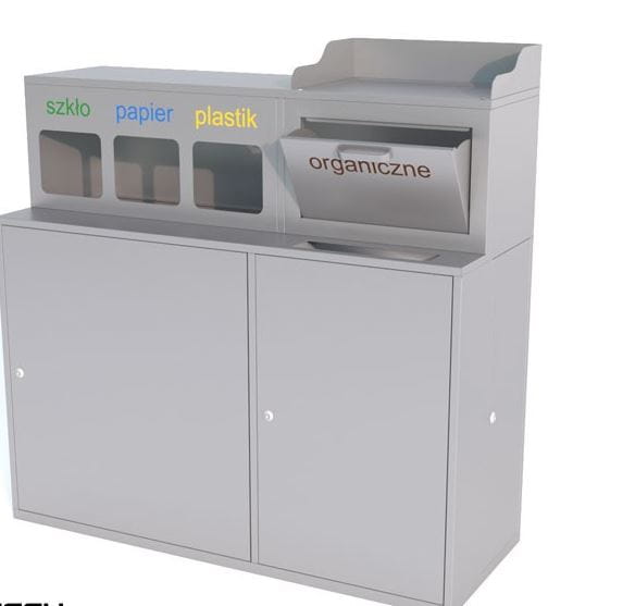 Kosz na odpadki dla gastronomii wielofunkcyjny, stal nierdzewna