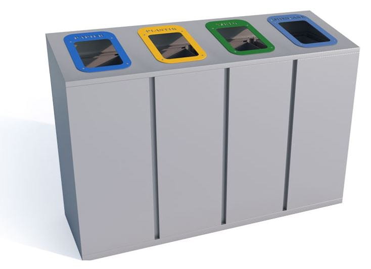 Kosz do segregacji odpadów Satis skośny IV c 60 l, stal nierdzewna