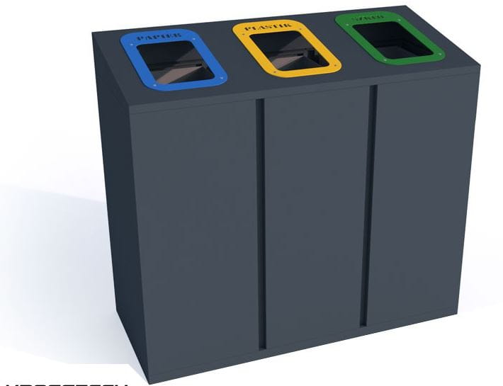 Kosz do segregacji odpadów Satis skośny III c 60 l, stal ocynkowana malowana    