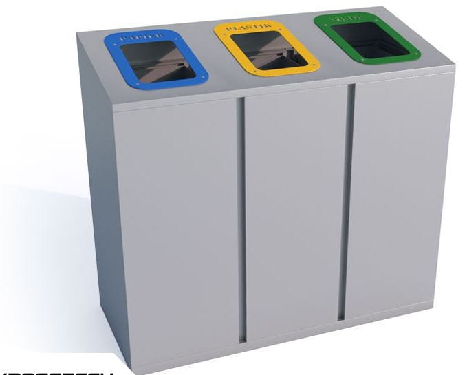 Kosz do segregacji odpadów Satis skośny III c 60 l, stal nierdzewna