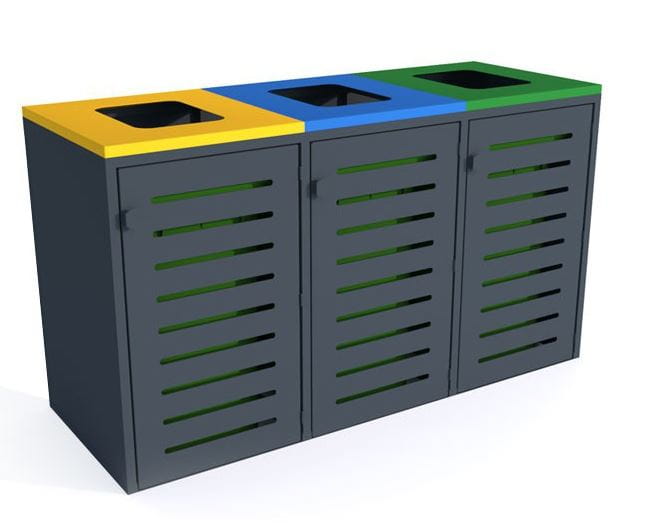 Zabudowa do pojemników na odpadki V 3x120 l, stal ocynkowana malowana   