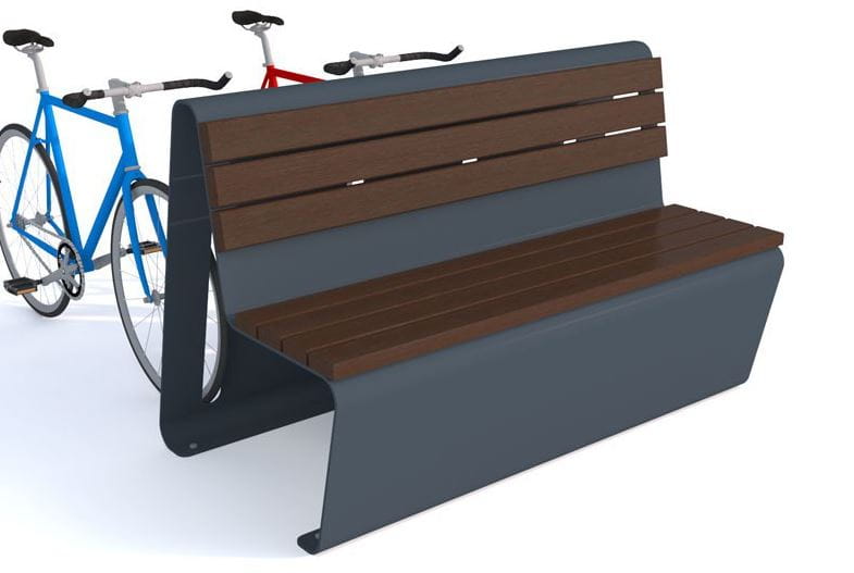Ławka ze stojakiem rowerowym Bergamo, stal ocynkowana malowana   