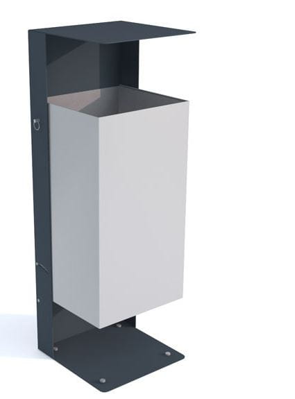 Kosz na odpadki Heros I z daszkiem, 80 litrów, stal nierdzewna