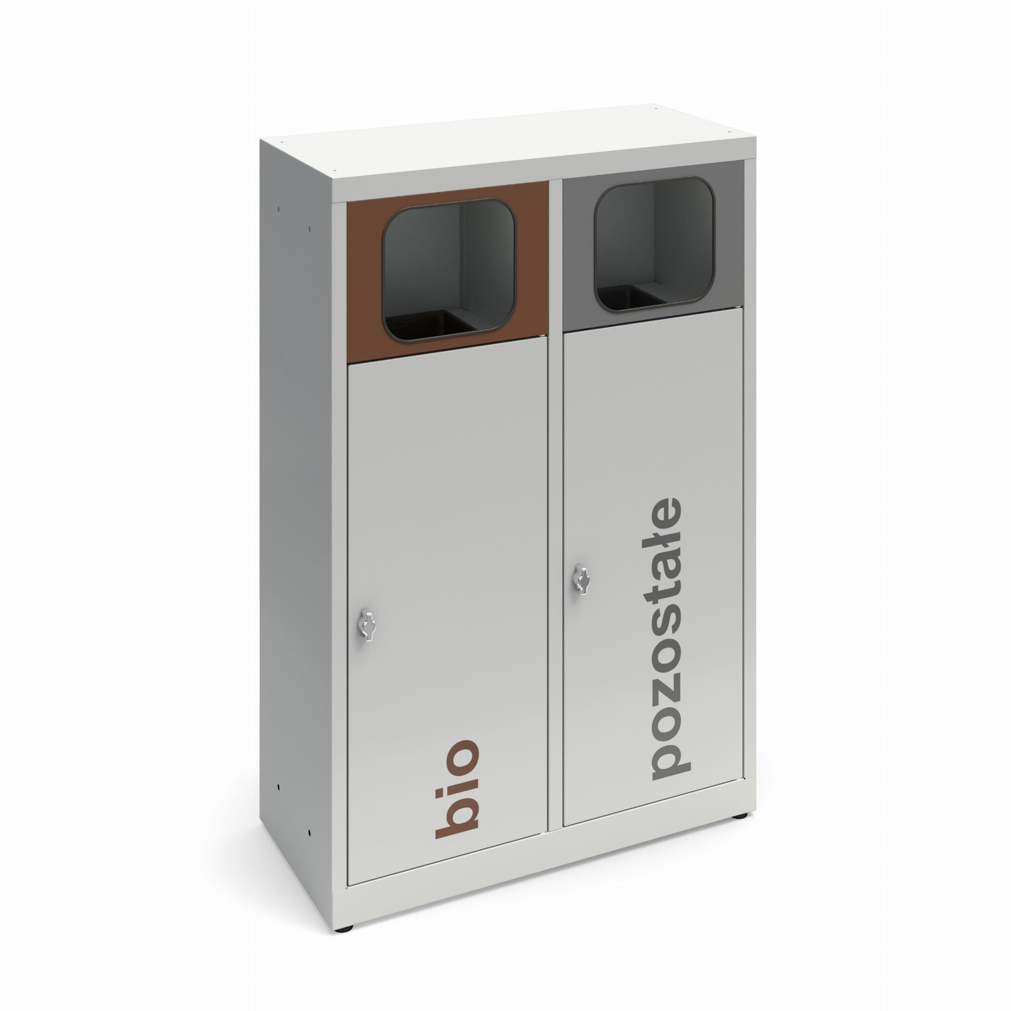 Kosz ANT-2 ocynkowany do segregacji odpadów 2-komorowy - z pojemnikami