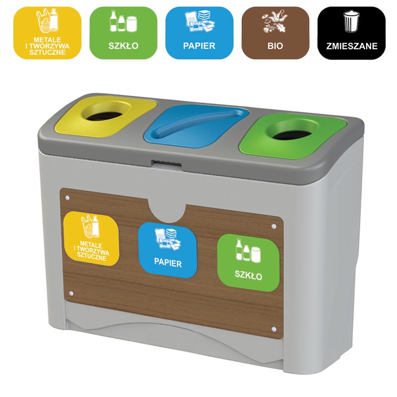 Stacja do segregacji odpadów kosz EVO Premium 3x50 