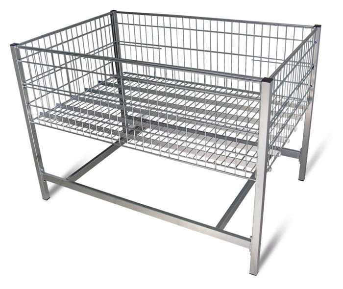 Stół ekspozycyjny, kosz wystawowy, wyprzedażowy,1200 x 800 H-850/400 - cynk galwaniczny