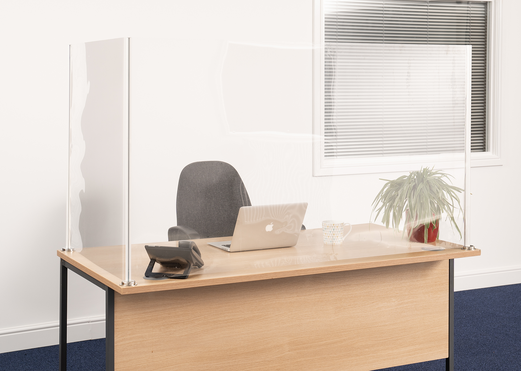 Osłona na biurko w kształcie "L" 300x85 cm, przeciwwirusowa