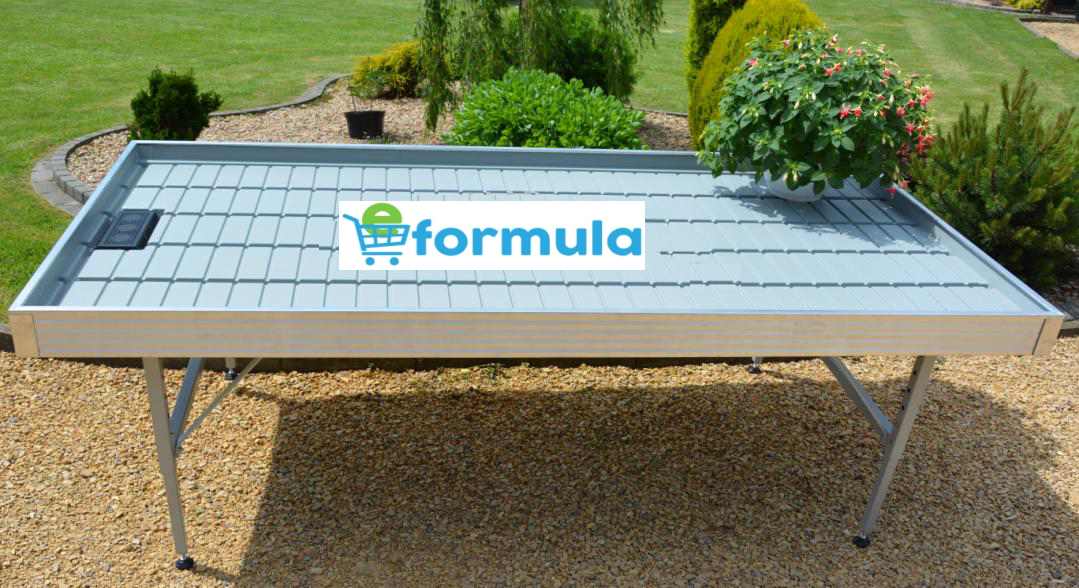 Stół zalewowy 1,22 x 2,52 m,"Floks", o regulowanej wysokość 60cm/80cm, do ekspozycji kwiatów, stacjonarny