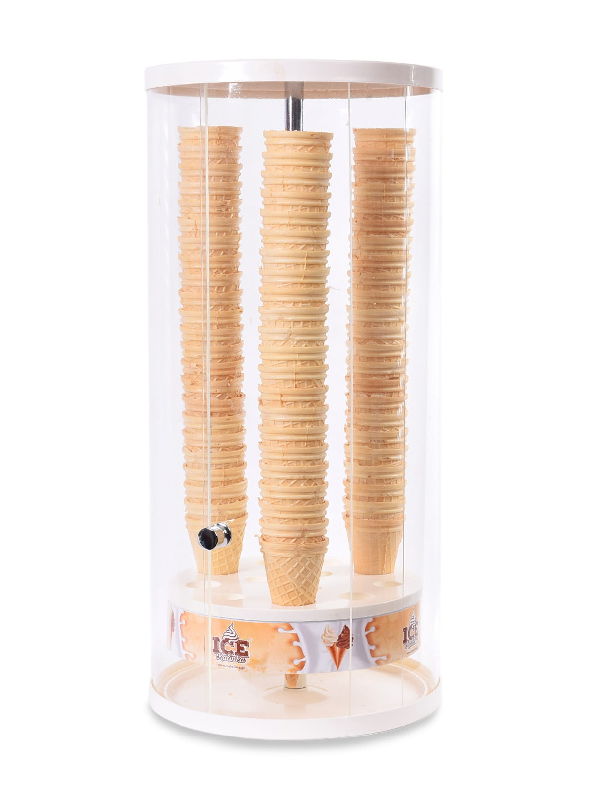 Pojemnik na wafle do lodów, magazynek do wafelków 12 otworów biały duży