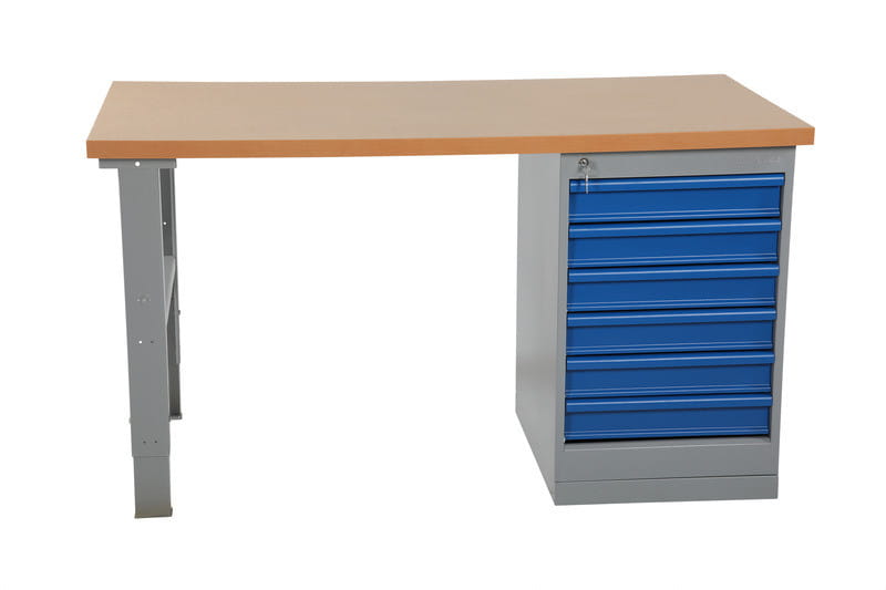 Stół roboczy z deską, 6 szuflad, 2000 mm, udźwig 500 kg