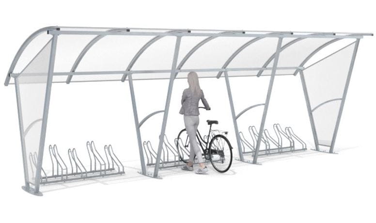 Wiata rowerowa "Świt "ściany boczne, na 15 rowerów, 630 cm 