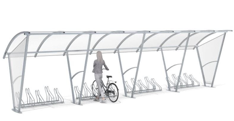 Wiata rowerowa "Świt "ściany boczne, na 20 rowerów, 840 cm 