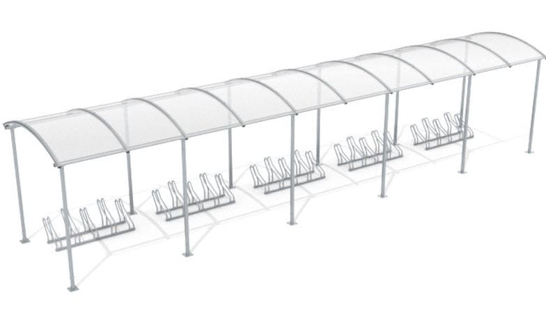 Wiata rowerowa "Zorza" niezabudowana, na 25 rowerów, 1050 cm