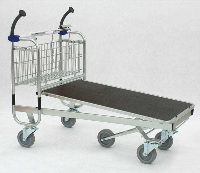 Wózek transportowy Carry 120 z platformą pełną, z koszem, bez podstawki do pisania, bez zamka na monety