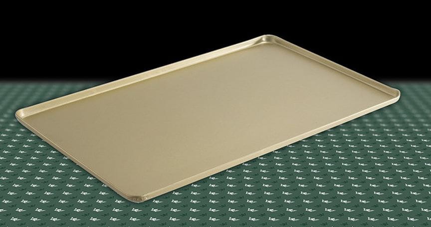 Taca 30x20x1 cm, na ciasta, 4 ranty, kolor złoty, tłoczona, aluminiowa, cukiernicza  