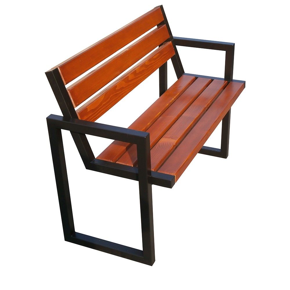 Ławka Modern III 150 cm deski świerkowe impregnowane, stalowa  