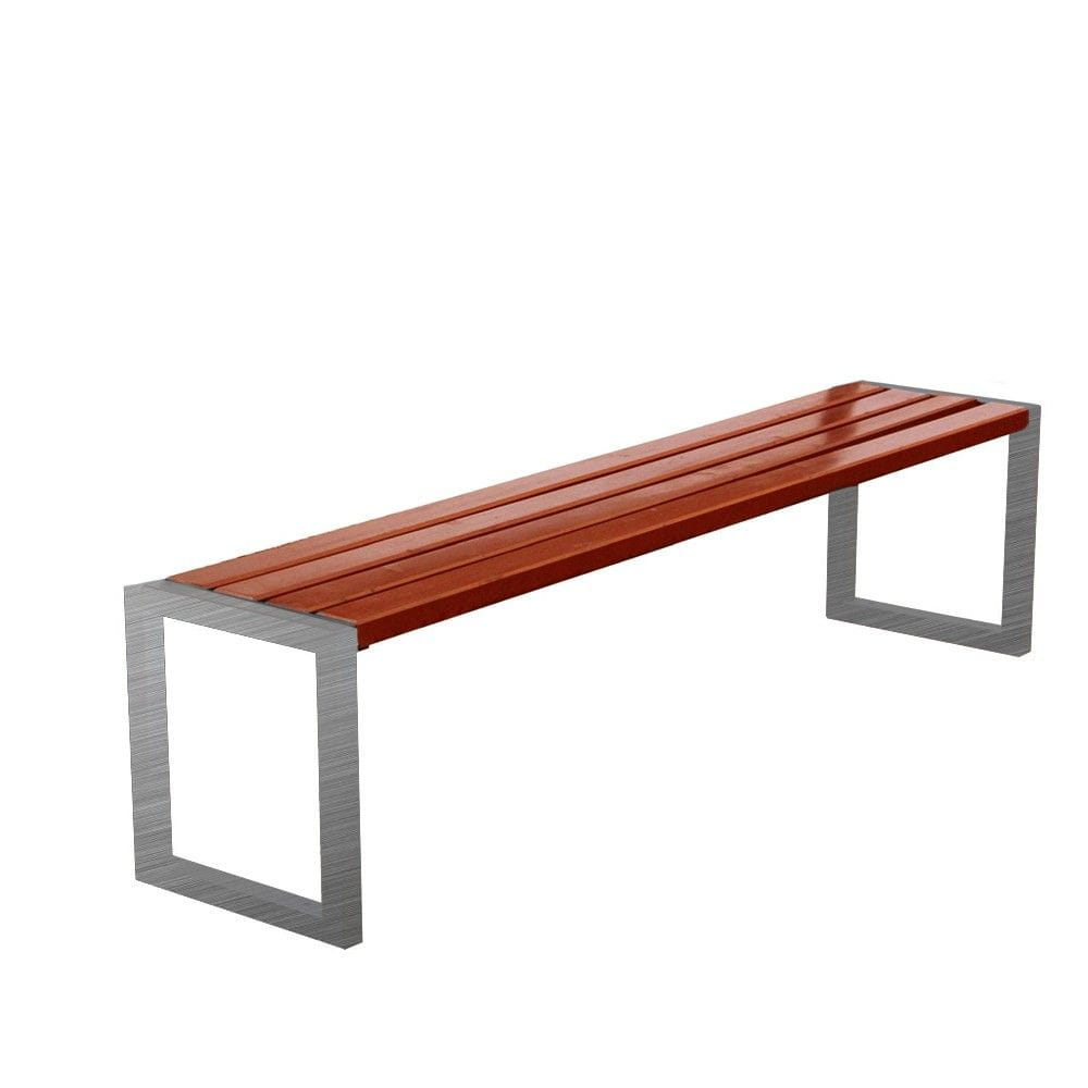 Ławka Modern Inox bez oparcia 180 cm deski świerkowe lakierowane
