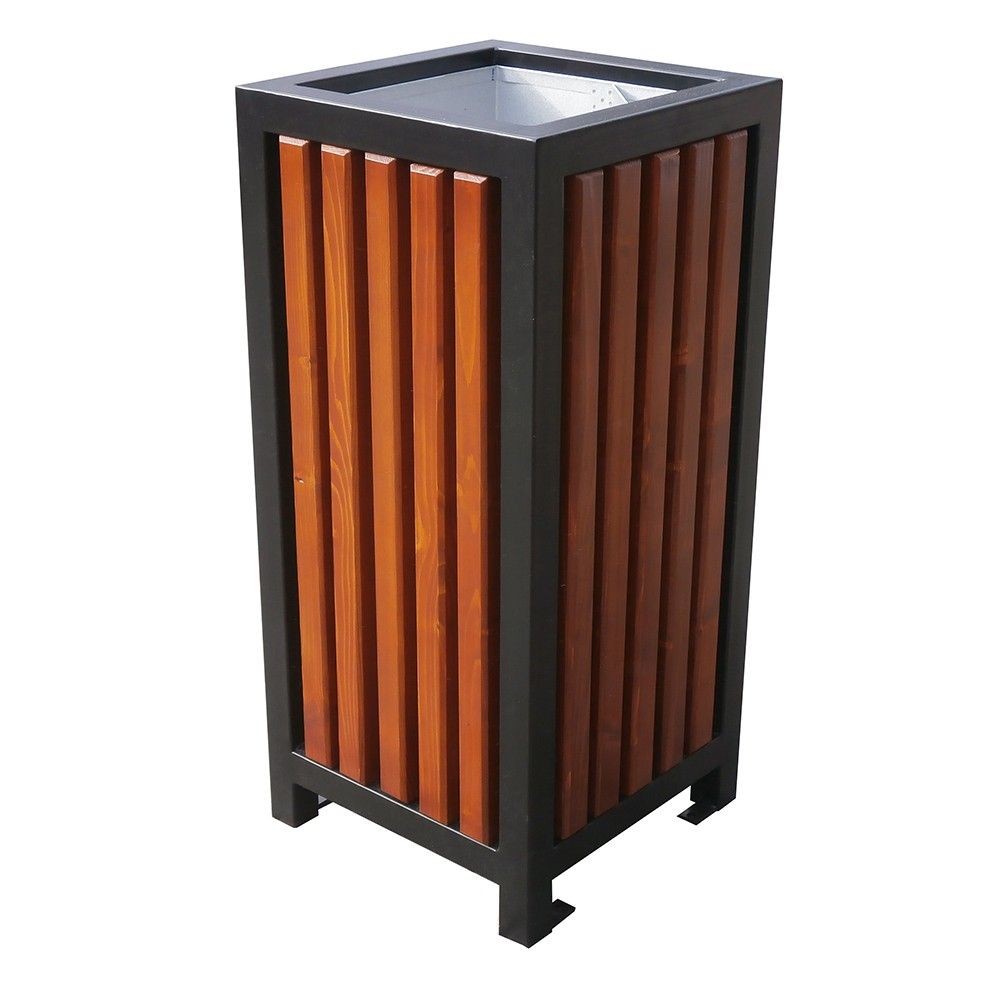 Kosz na śmieci Łódzki 45 l, stalowo - drewniany