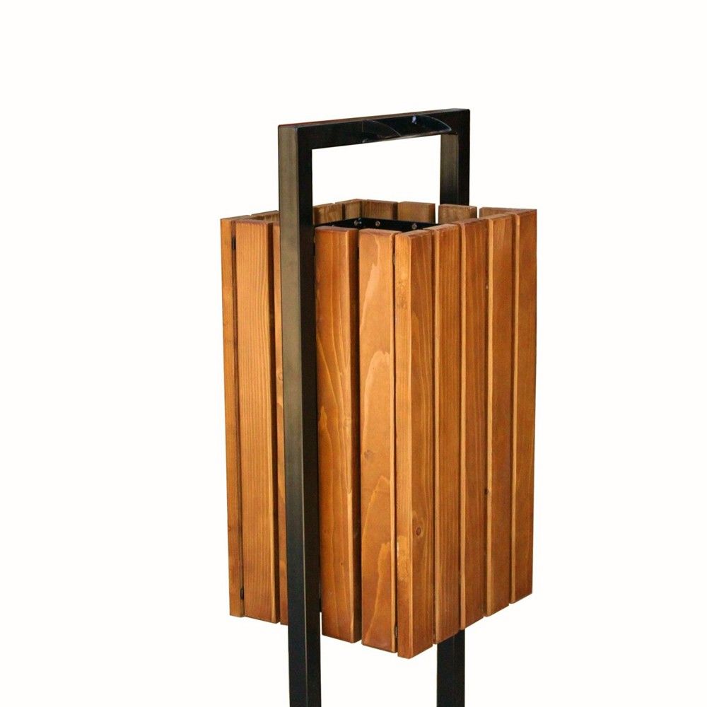 Kosz na śmieci Combo II 45 l, stalowo - drewniany