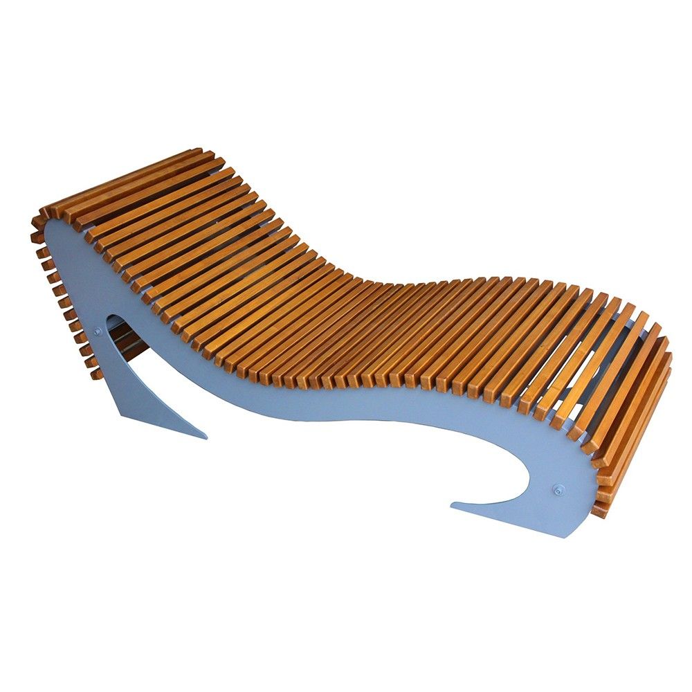 Leżak wypoczynkowy Soft, deski świerkowe lakierowane, stalowy