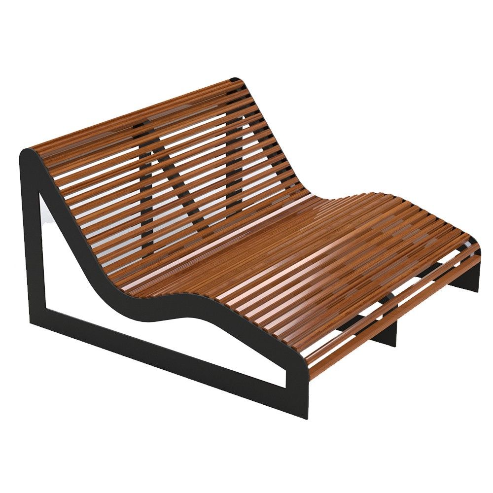 Leżak wypoczynkowy Prestige podwójny, deski świerkowe lakierowane, stalowy