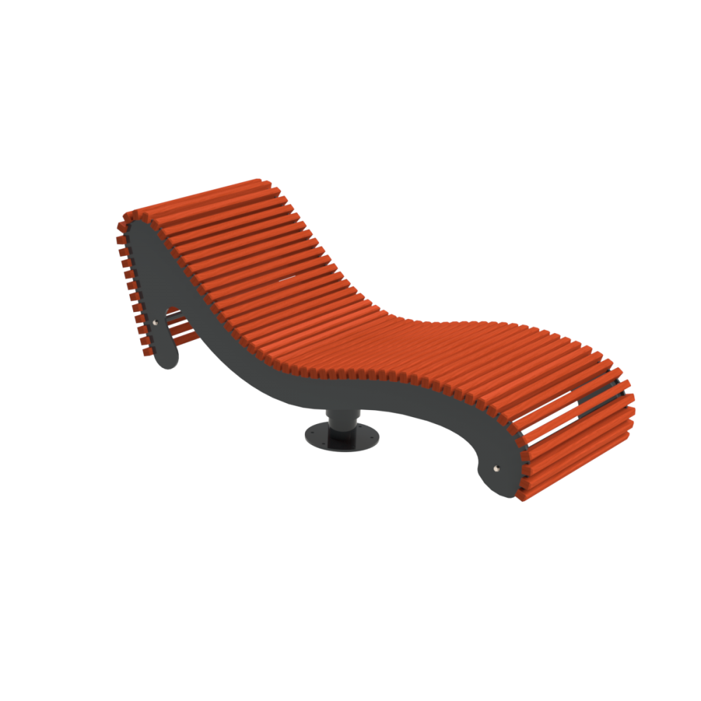 Leżak wypoczynkowy Soft obrotowy, deski świerkowe impregnowane, stalowy