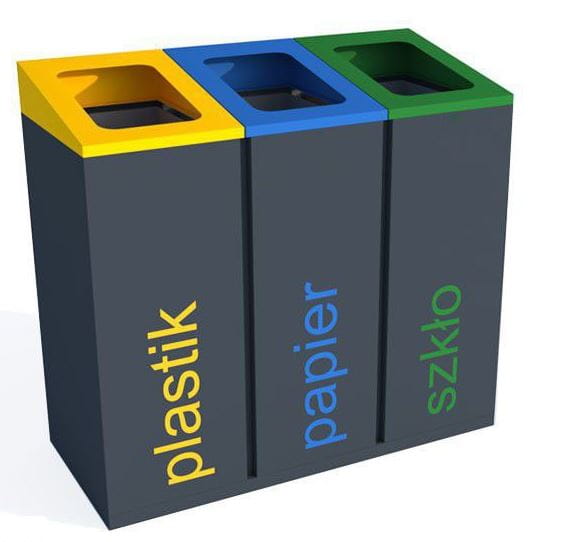 Kosz do segregacji odpadów Satis skośny III b 60 l, stal nierdzewna