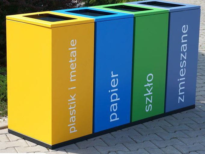 Kosz do segregacji odpadów Satis IV 100 l, stal ocynkowana malowana    