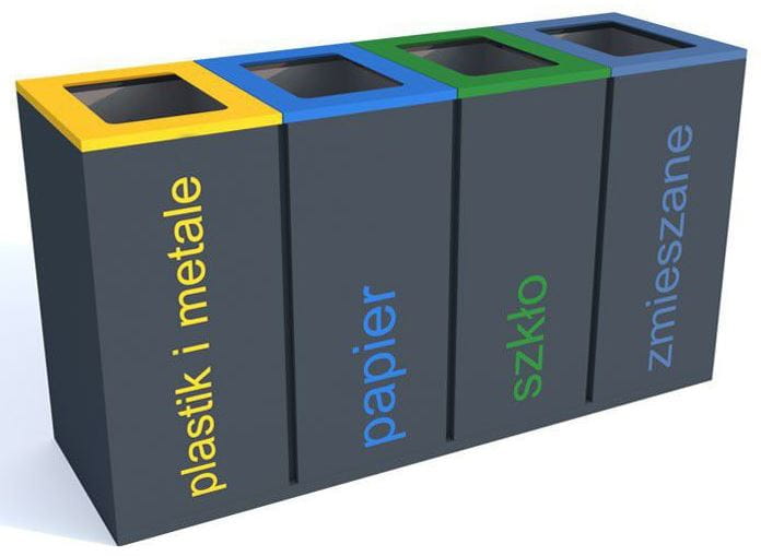 Kosz do segregacji odpadów Satis IV 100 l, stal nierdzewna