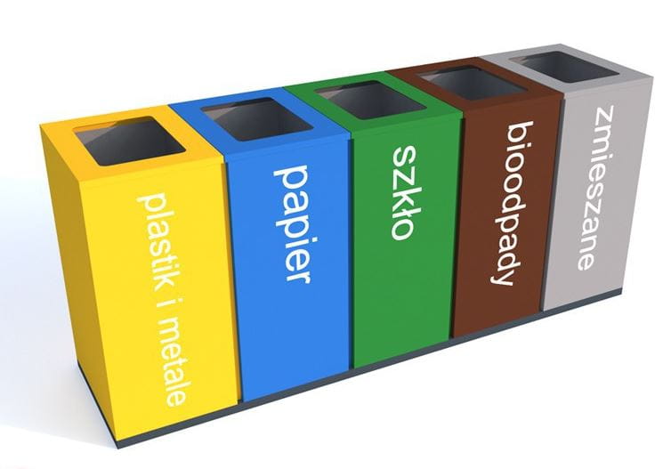 Kosz do segregacji odpadów Satis V 100 l, stal nierdzewna