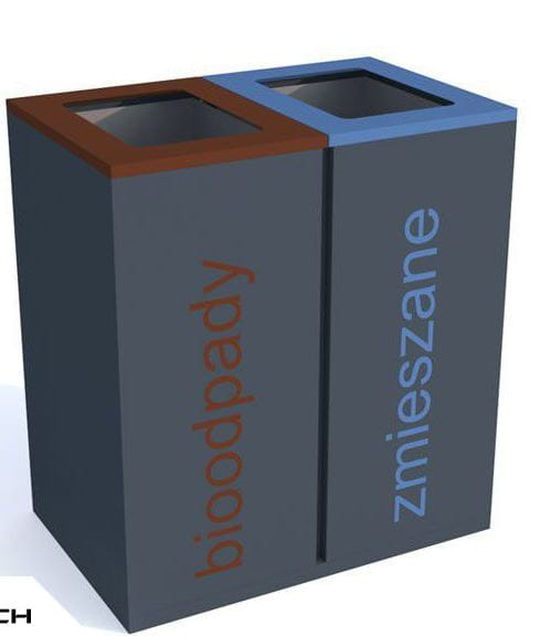 Kosz do segregacji odpadów Satis II 100 l, stal nierdzewna