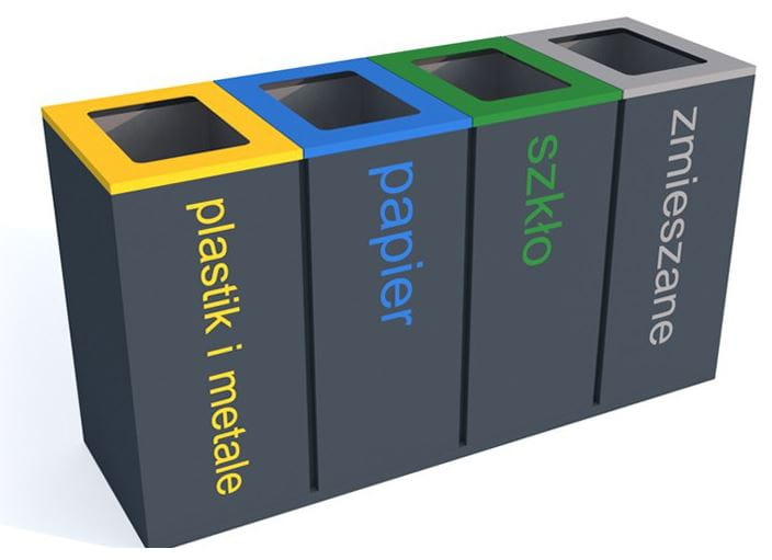 Kosz do segregacji odpadów Satis IV 60 l, stal nierdzewna