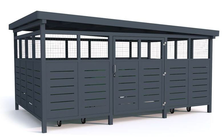 Wiata śmietnikowa Sawa III, 5x1110L, oszalowanie siatka + blacha