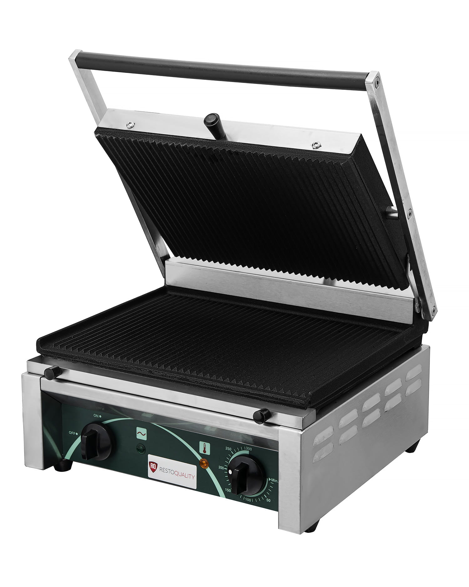 Grill elektryczny kontaktowy panini, 2 płyty ryflowane RN101-A