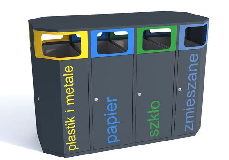 Kosz do segregacji odpadów Etna obustronna owalna IV, 2x114 litrów + 2x127 litrów, napisy sitodruk