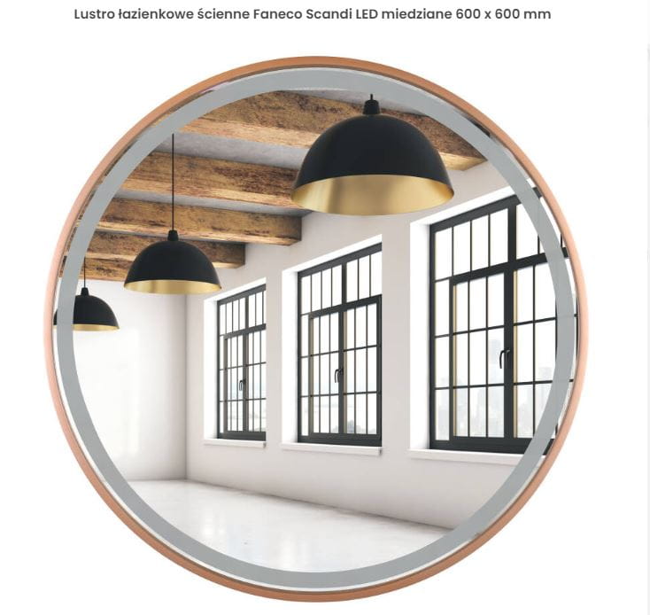 Lustro łazienkowe ścienne Scandi LED miedziane 800 x 800 mm 