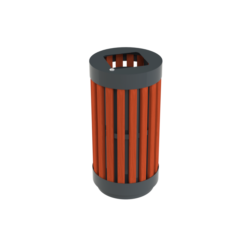 Kosz na śmieci Orbit III 60 l, stalowo - drewniany