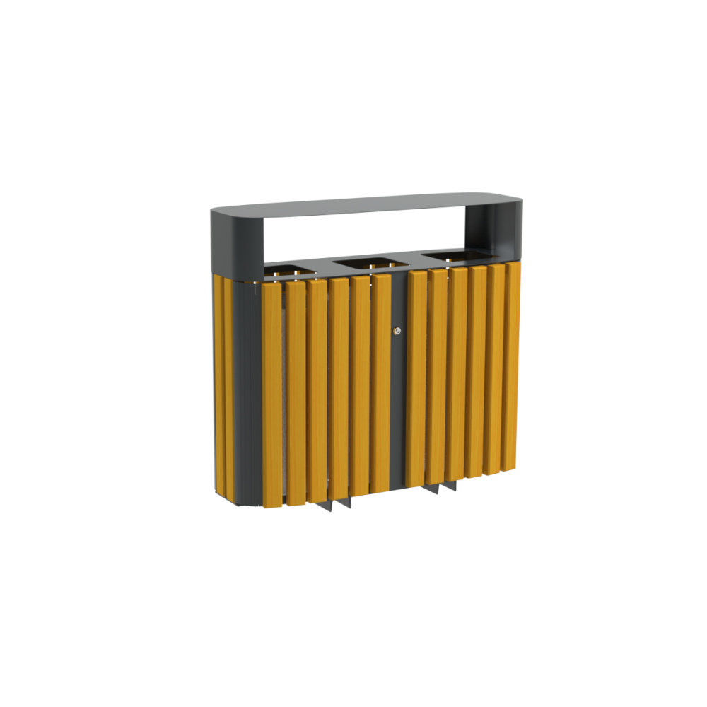 Kosz stalowo-drewniany do segregacji odpadów Nobilium 3x50 l