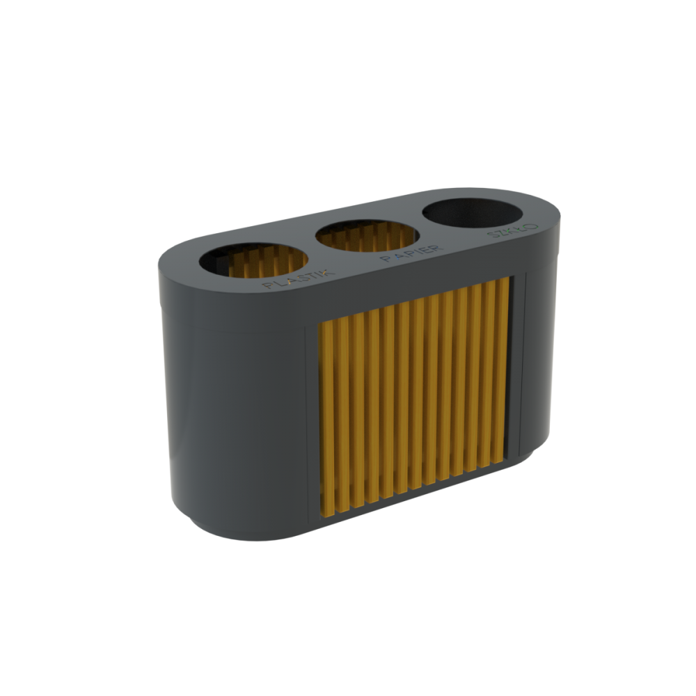 Kosz stalowo-drewniany do segregacji odpadów Sentra II 3x50 l
