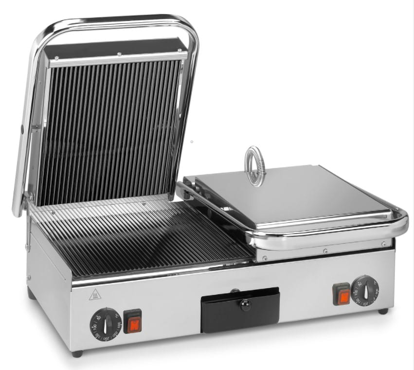 Kontakt grill panini, opiekacz ceramiczny, podwójny, ryflowana góra i dół, RQ17062 