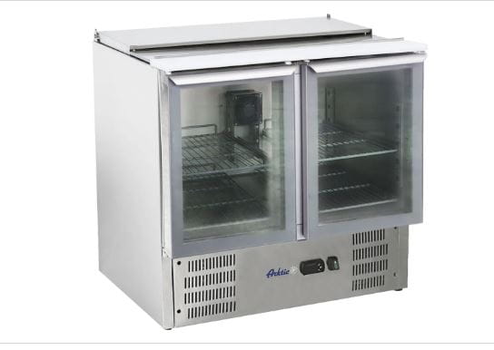 Stół chłodniczy 2-drzwiowy, przeszklony, z pokrywą uchylną